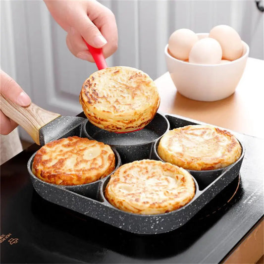 Egg Pan, Egg Frying Pan with Lid Nonstick 4 Cups Pancake - Kitchentia