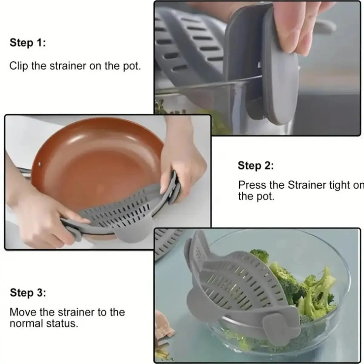 Clip on Strainer for Pots Pan Pasta Strainer