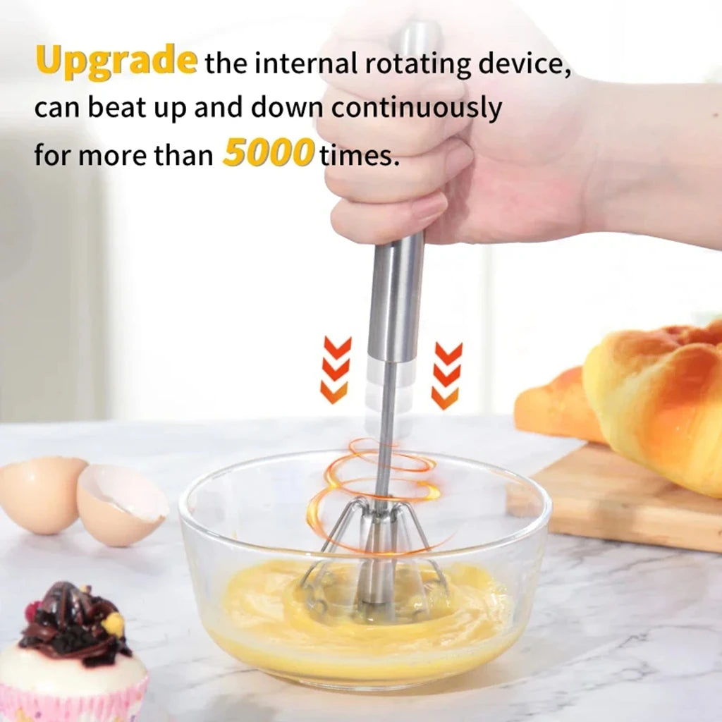 Semi-Automatic Stainless Steel Egg Whisk Hand Push Rotary Whisk