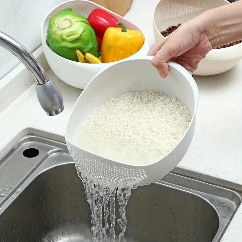 Rice Washer Strainer Bowl, Plastic Drainers for Washing Small Grain