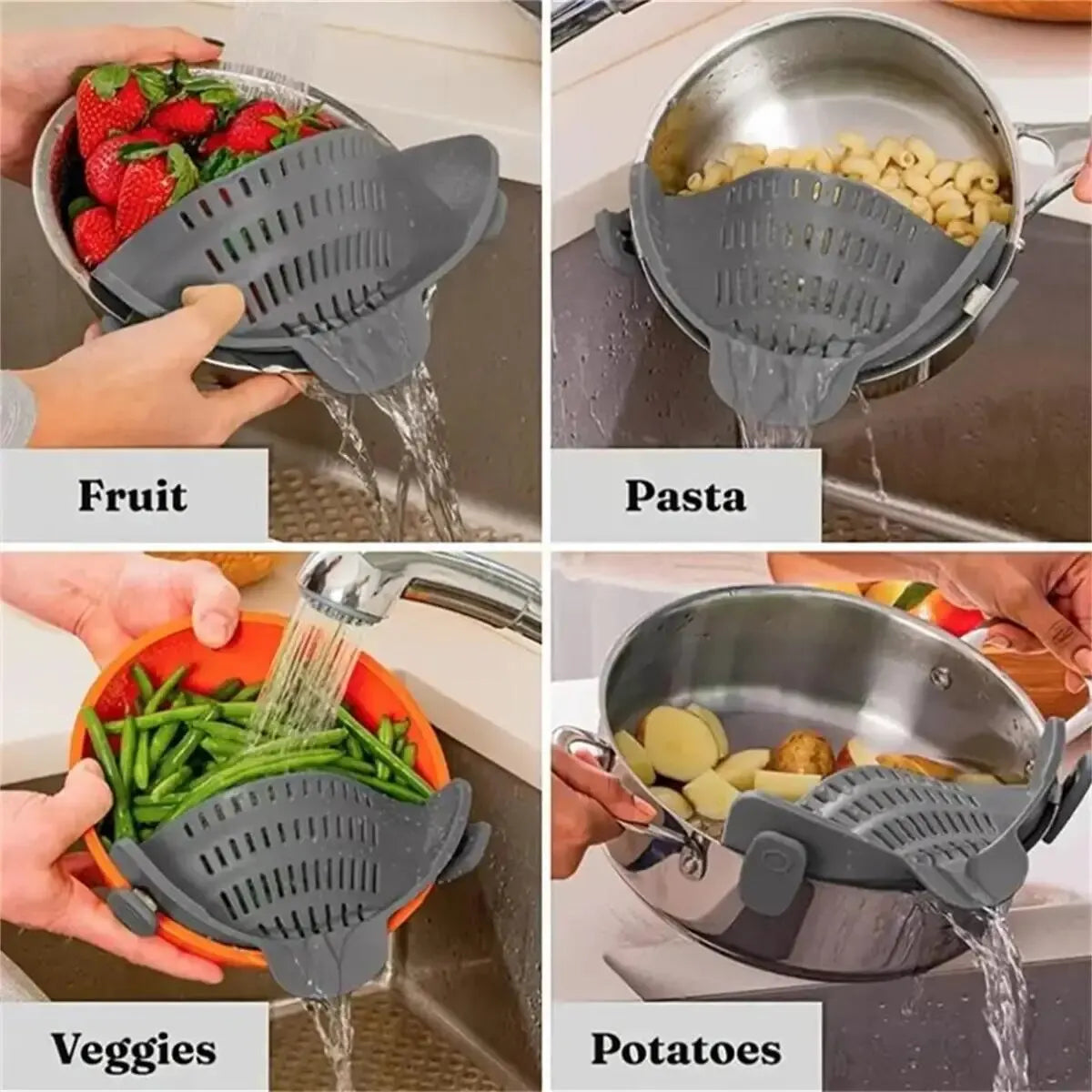 Clip on Strainer for Pots Pan Pasta Strainer