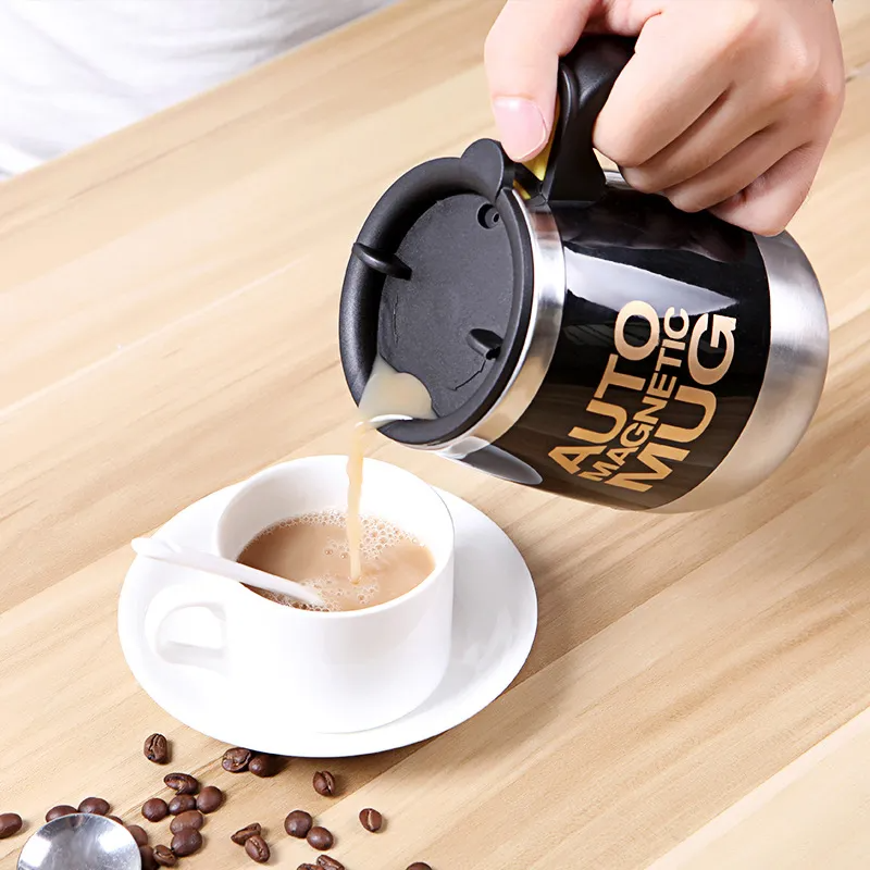 450ML Creative Automatic Stirring Stainless Steel Coffee Mug