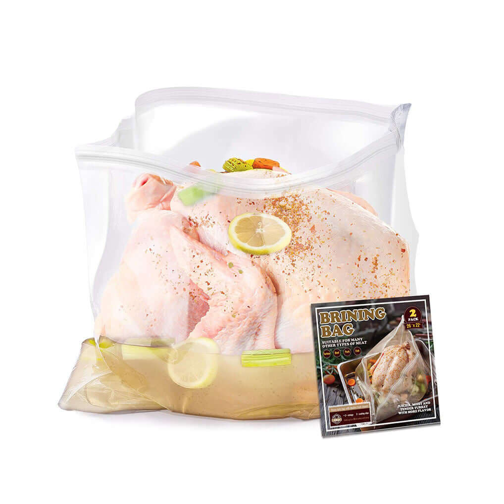 Extra Large 26" X 22" Clear Double Zippers Turkey Brine Bag