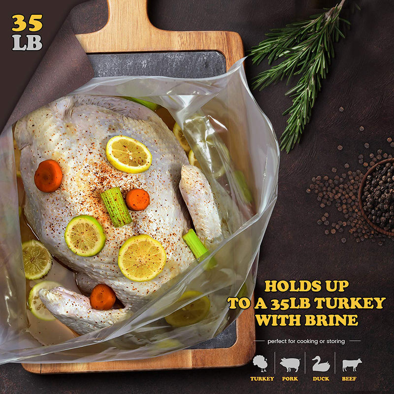 Extra Large 26" X 22" Clear Double Zippers Turkey Brine Bag