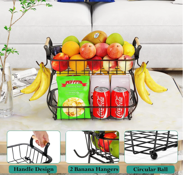 2 Tier Metal Fruit Basket