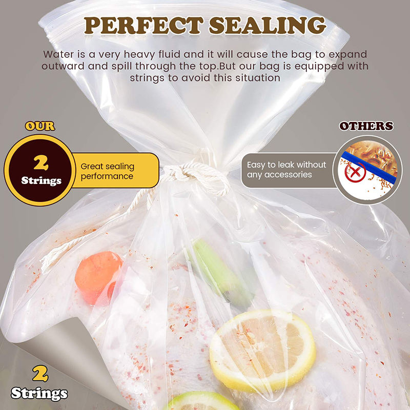 Extra Large 26" X 22" Clear Double Zippers Turkey Brine Bag