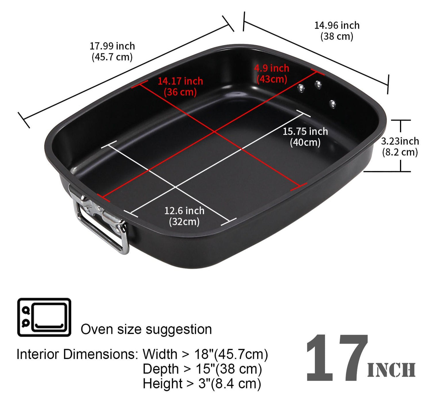 17 Inch Non-Stick Roasting Pan with Rack