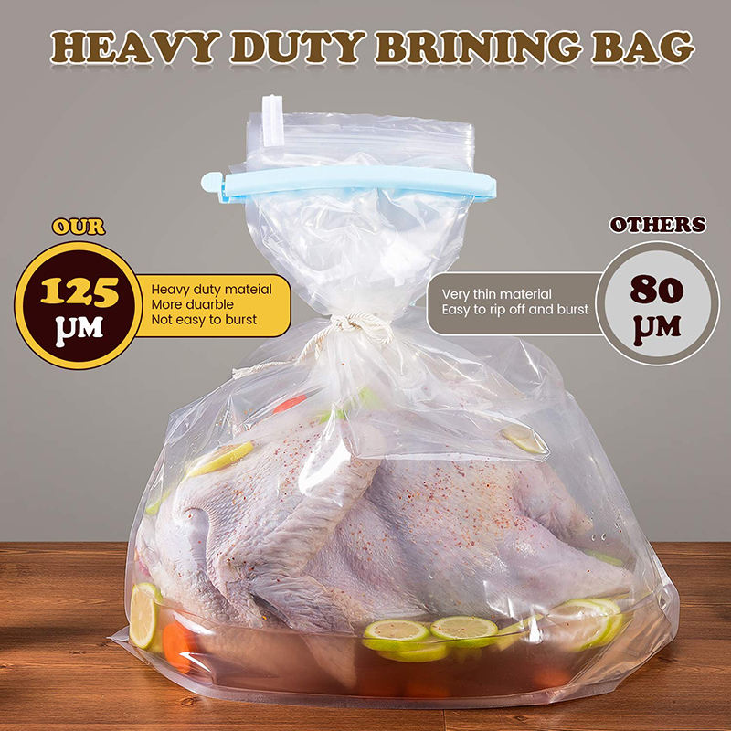 Extra Large 26" X 22" Clear Double Zippers Turkey Brine Bag